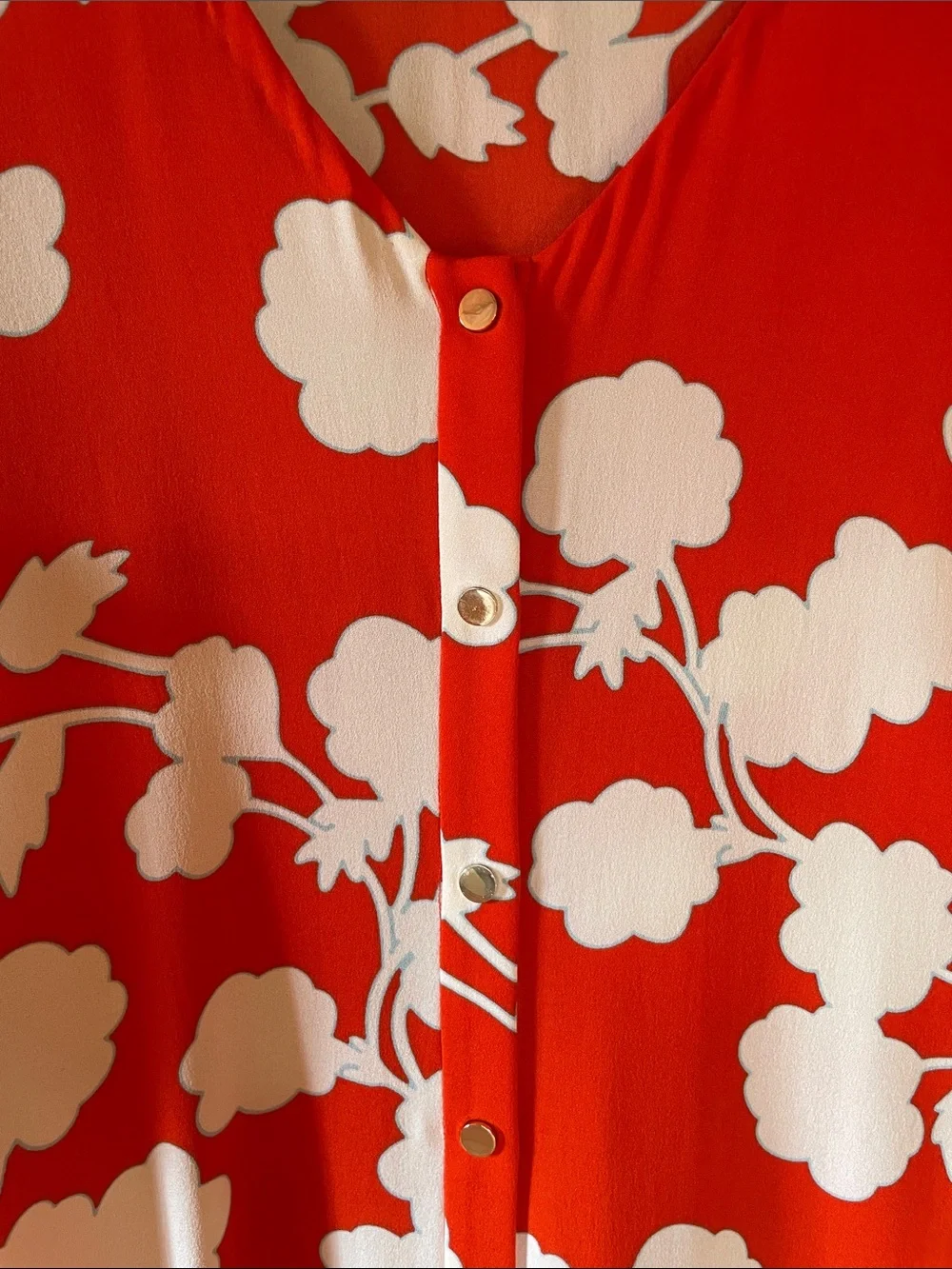 DVF Silk Orange & White Floral Tie-Waist Midi Dress